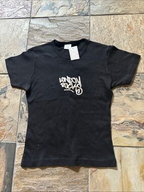 NWT London Rocks Graphic Tee - Black - silver metallic graphics.   NEW